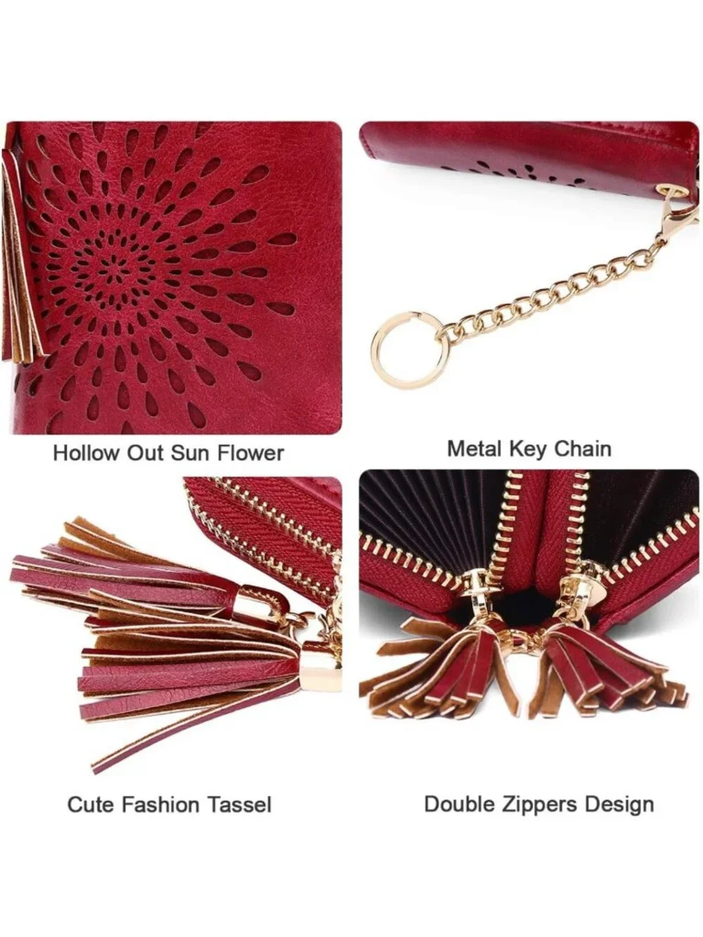 Stylish RFID Zipper Card Case Wallet with Keychain - Compact Women's Credit